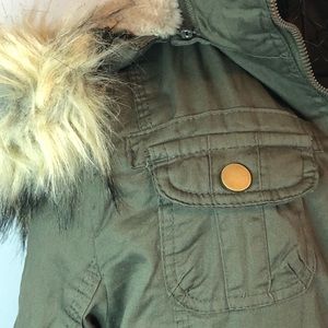 Military Green, faux fur lined green winter jacket